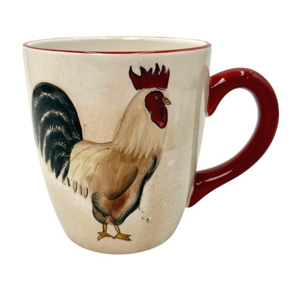 Oneida Other - Oneida Rooster Coffee Mug Cream Red Ceramic Farmhouse Country‎ Chicken Tea Cup